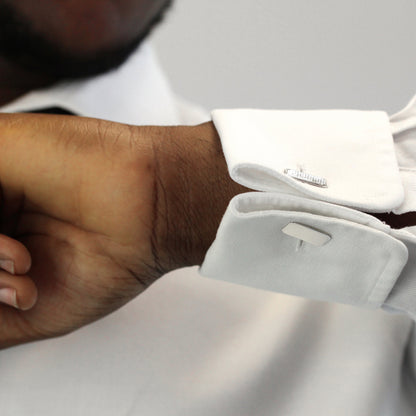 Sterling Silver Engine Turned Cufflinks