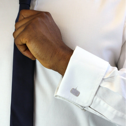 Sterling Silver Engine Turned Cufflinks