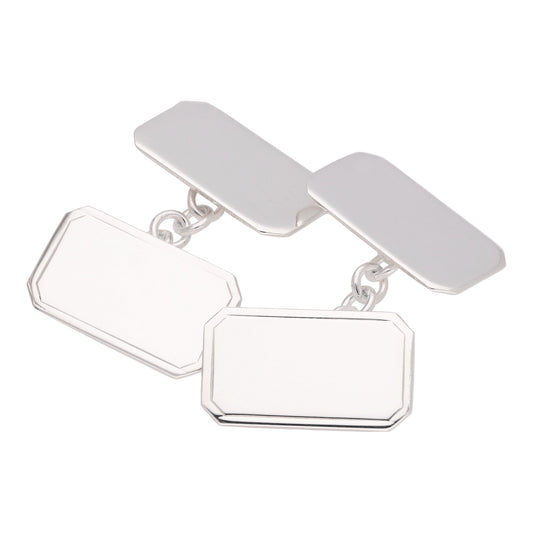 Sterling Silver Classic Edged Cufflinks