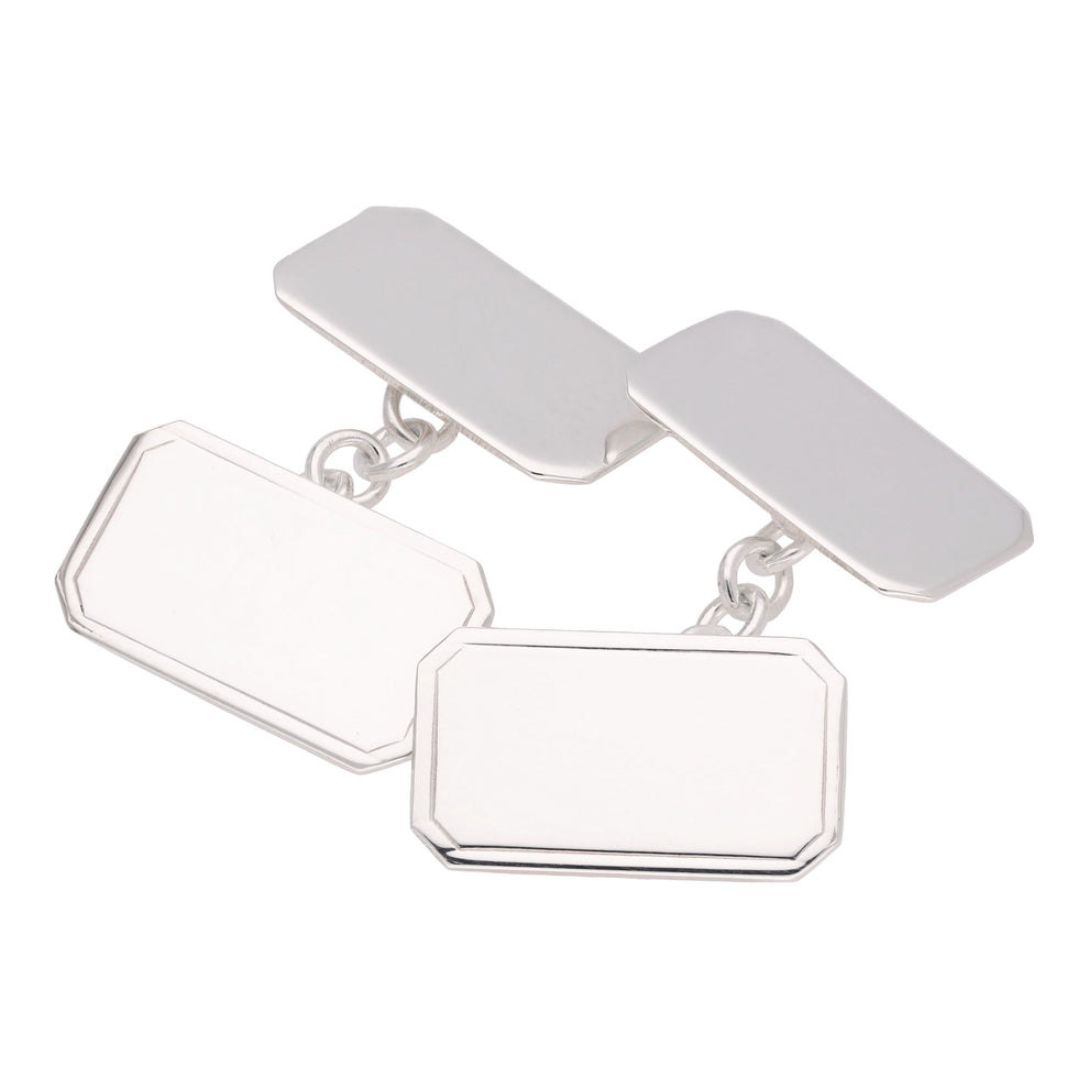 Sterling silver classic edged cufflinks
