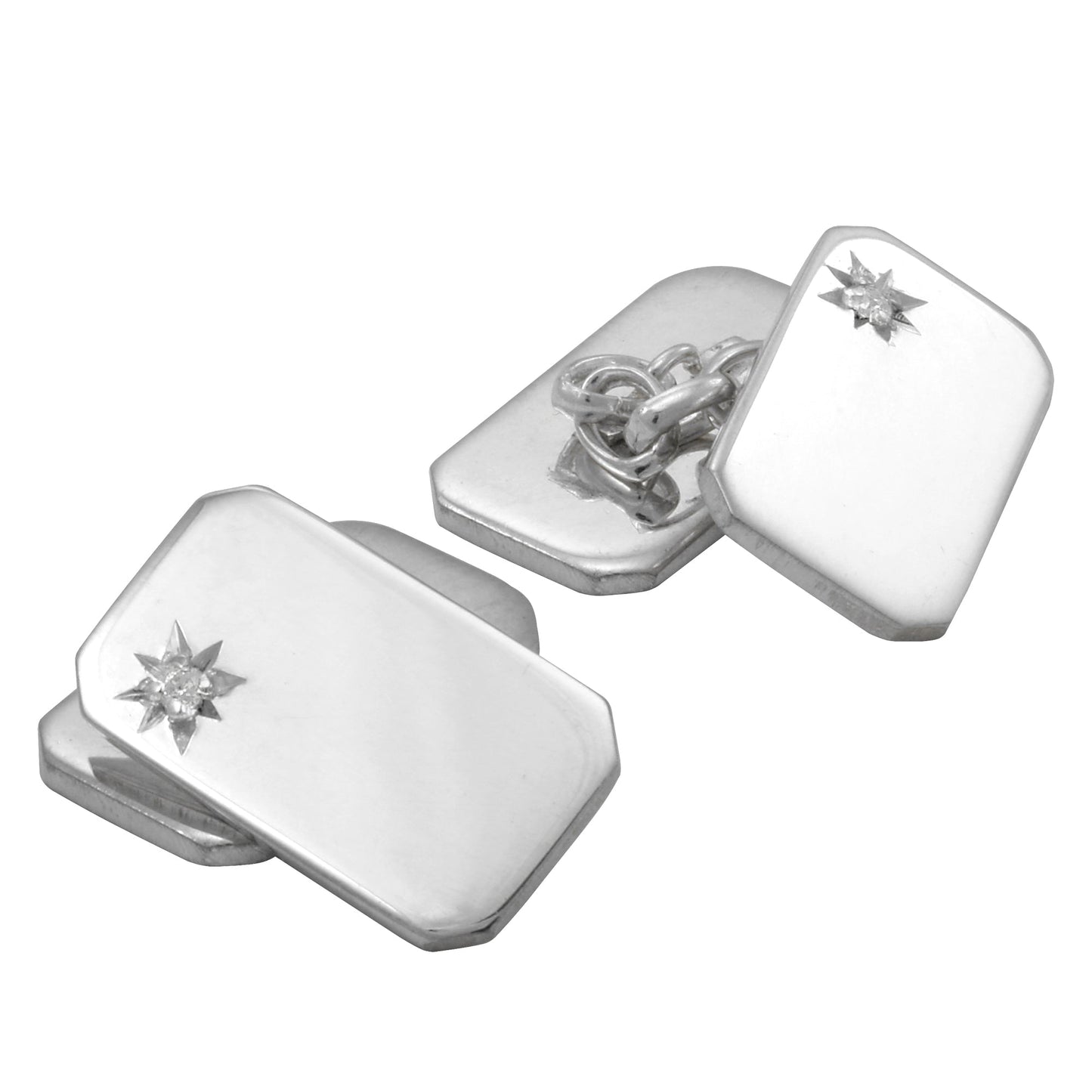 Sterling Silver Diamond Set Cufflinks