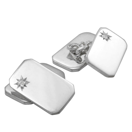 Sterling Silver Diamond Set Cufflinks