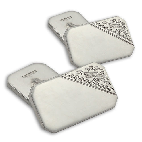 Sterling Silver Engraved Cufflinks