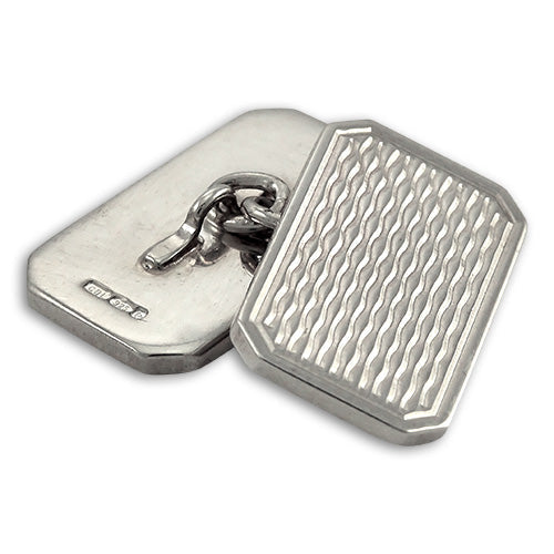 Sterling Silver Engine Turned Cufflinks