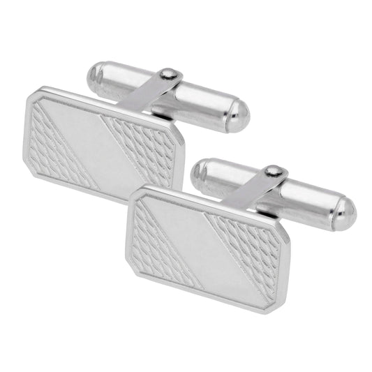 Sterling Silver Patterned Swivel Back Cufflinks