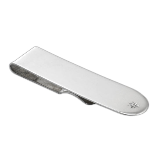 Sterling Silver Diamond Set Money Clip