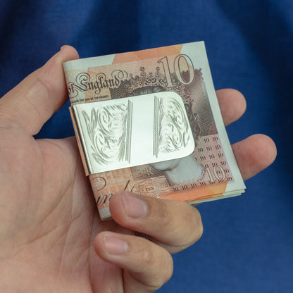 Sterling Silver Broad Engraved Money Clip