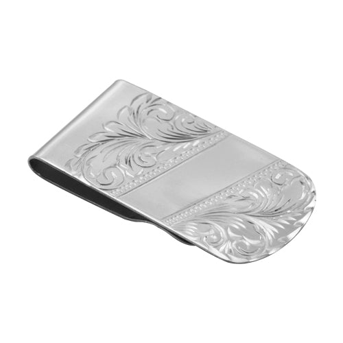 Sterling Silver Broad Engraved Money Clip