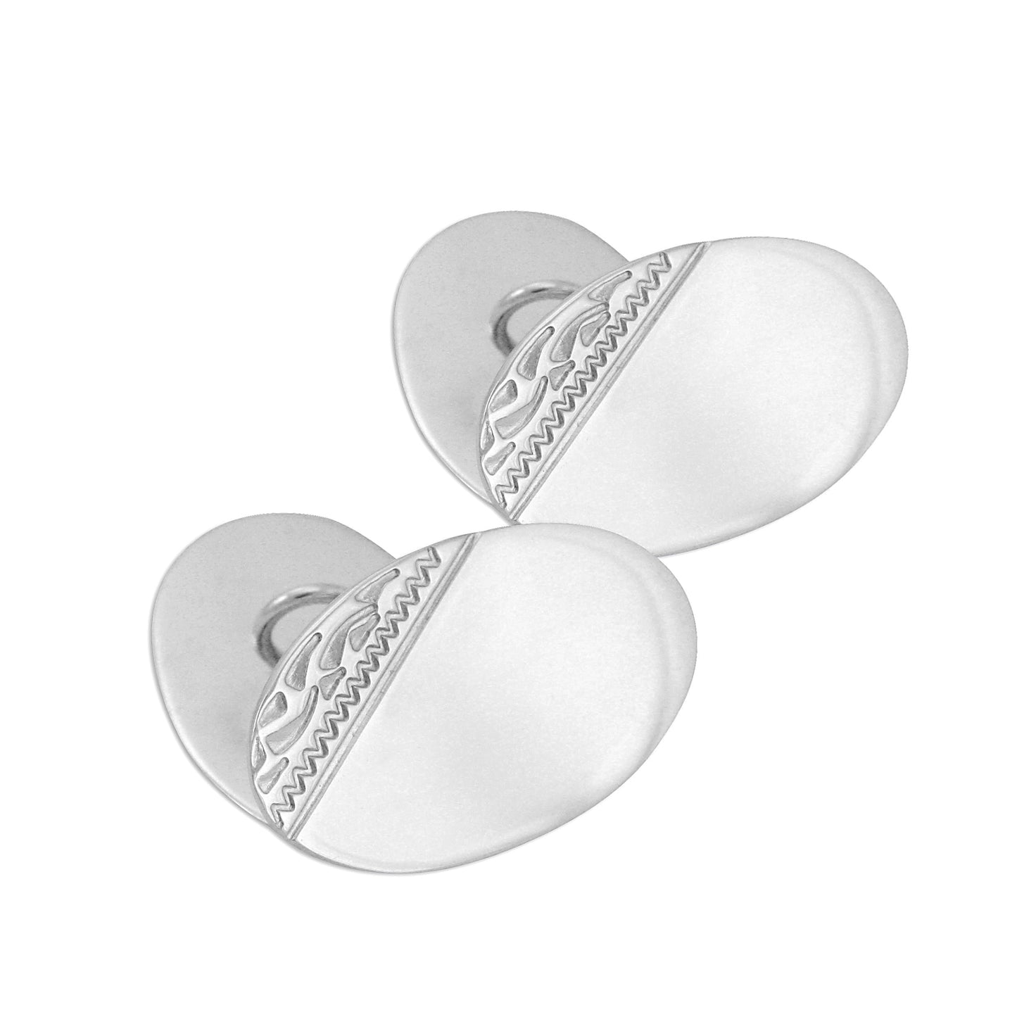 Sterling Silver Engraved Oval Cufflinks