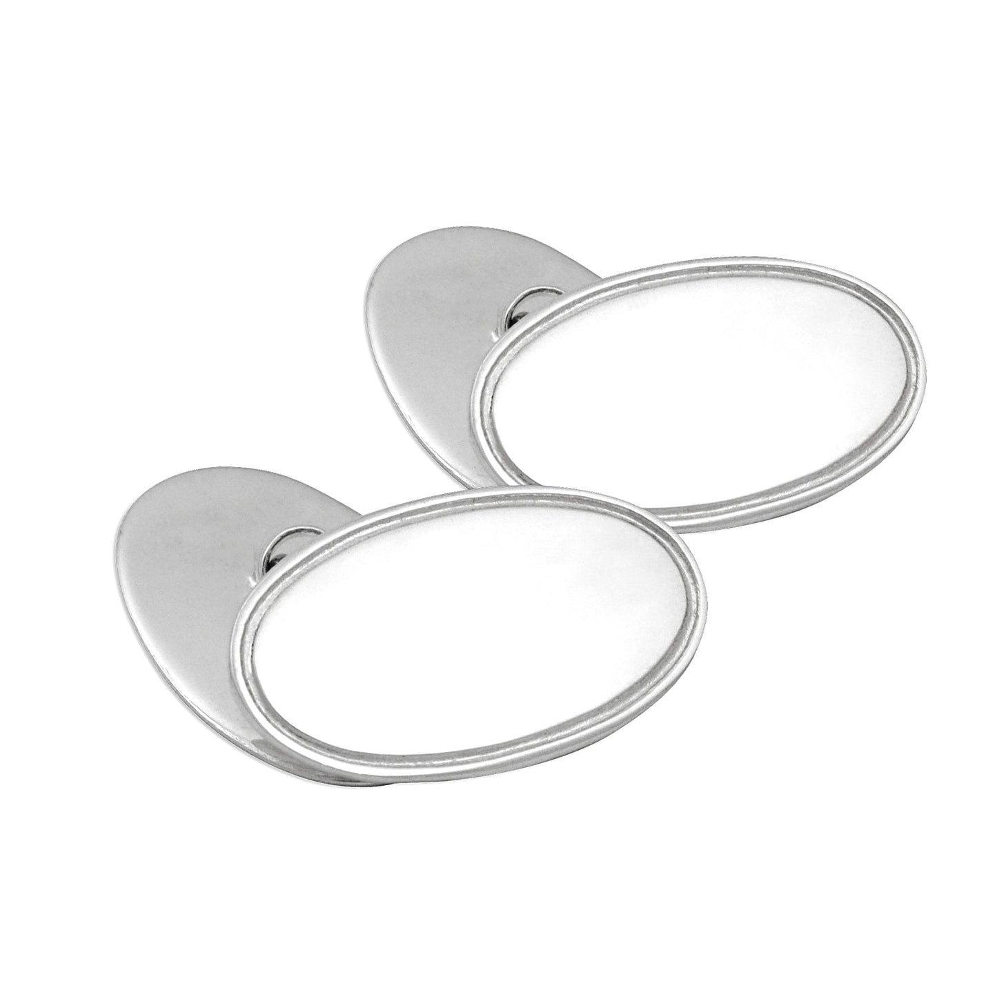 Sterling Silver Classic Edged Oval Cufflinks