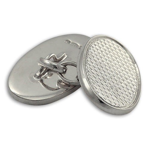 Sterling Silver Engine Turned Oval Cufflinks