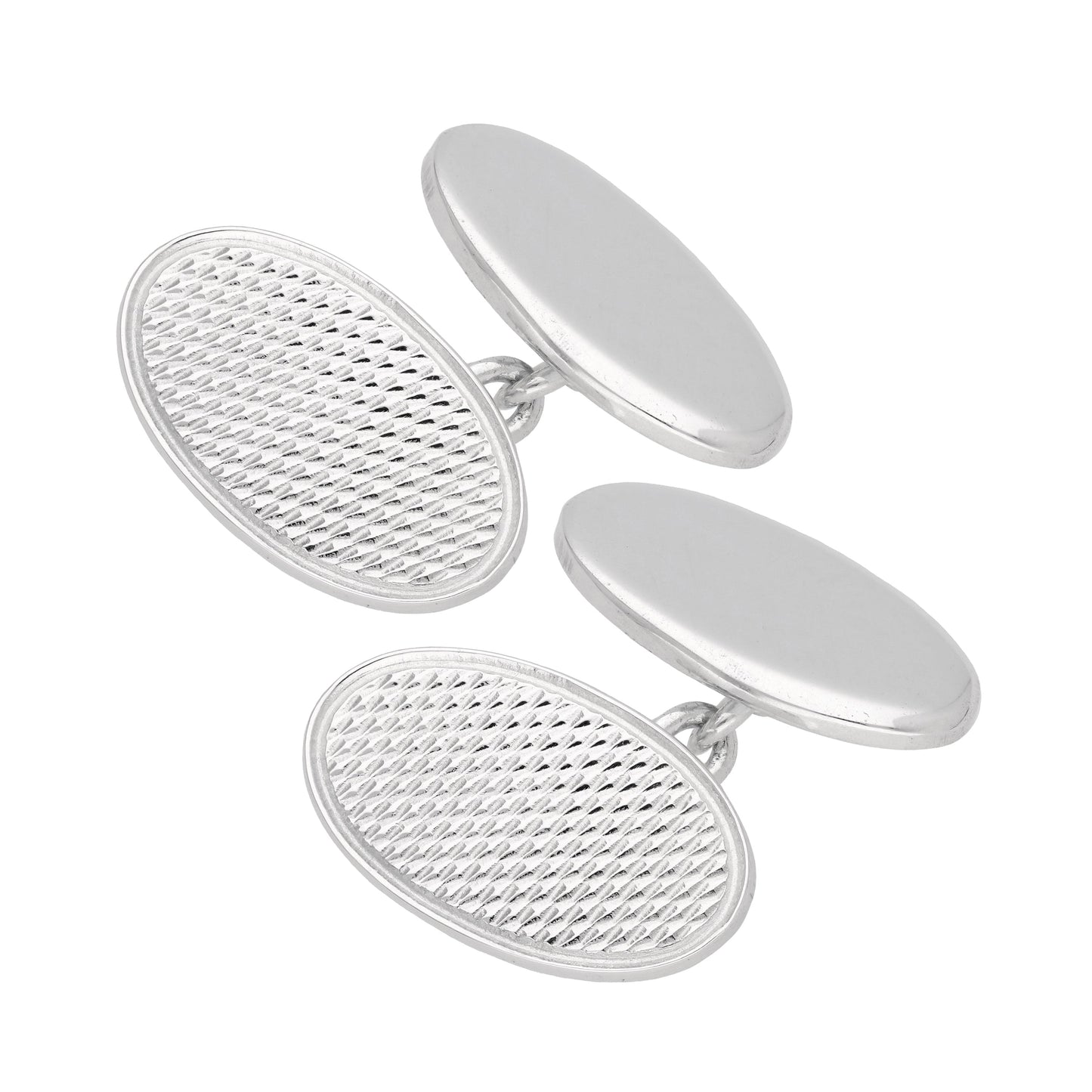 Sterling Silver Engine Turned Oval Cufflinks
