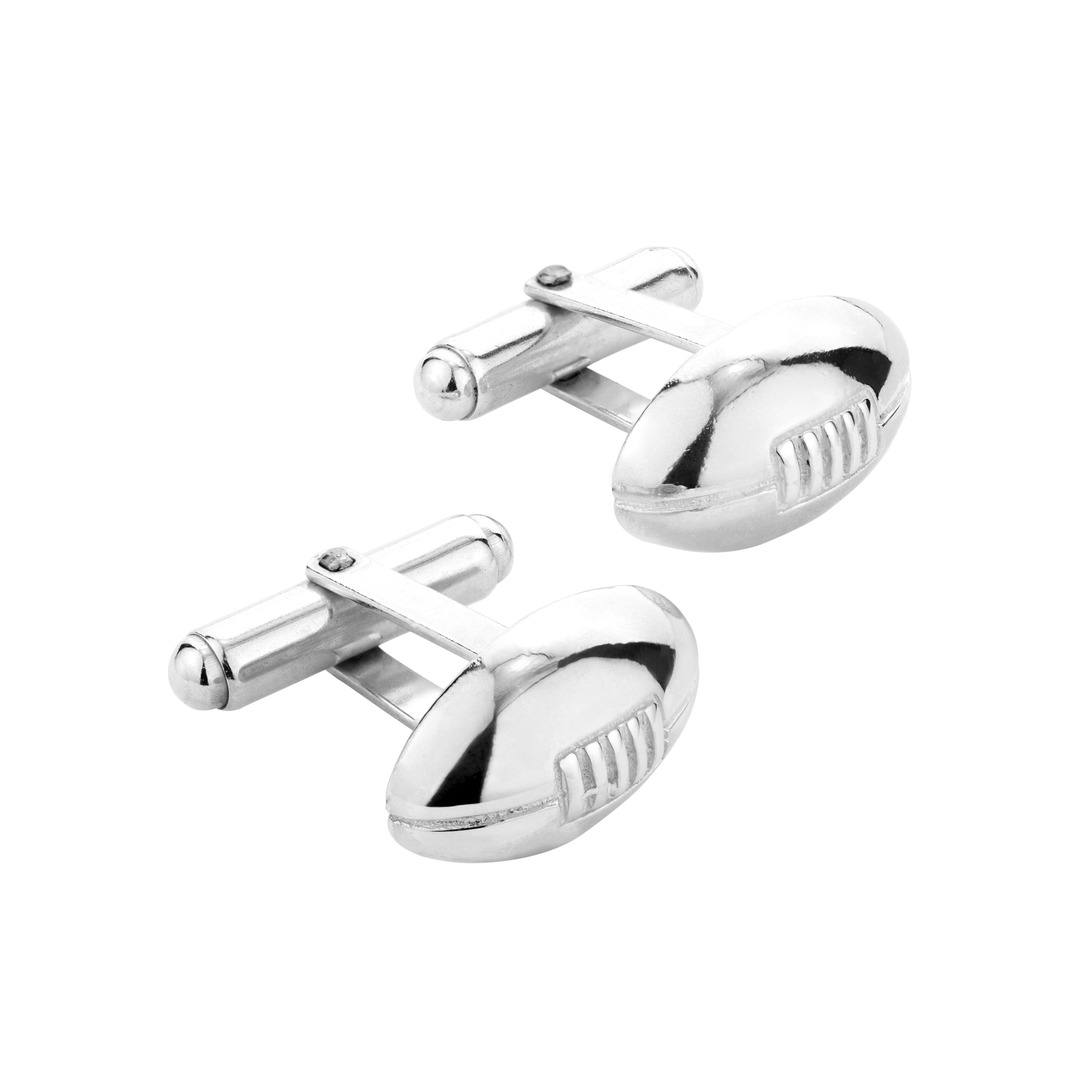 Sterling Silver Rugby Ball Cufflinks | Sayers London