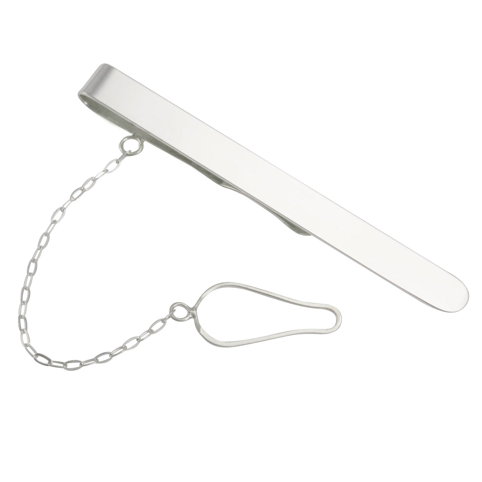 sterling silver tie slide with chain