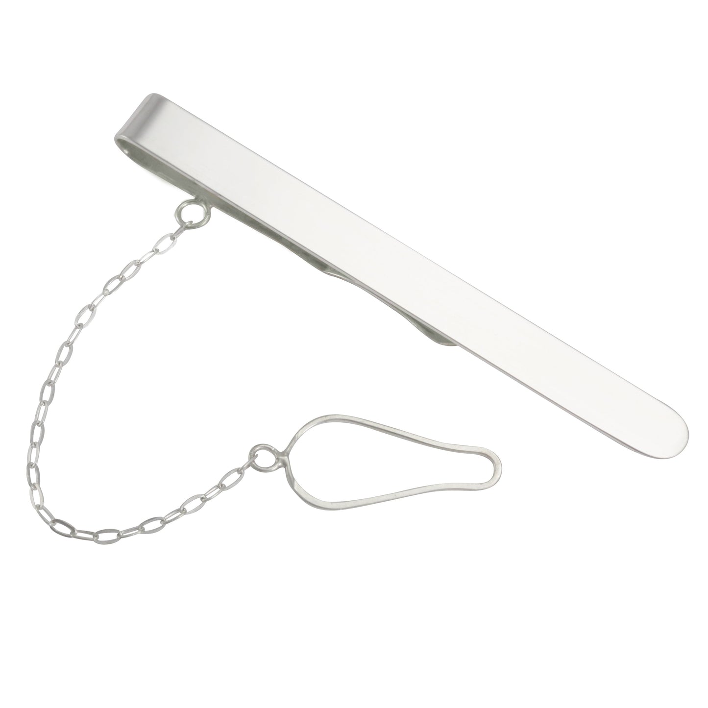 Sterling Silver Classic Tie Slide with Retainer Chain