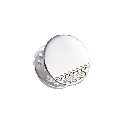 Sterling Silver Engraved Round Tie Tack