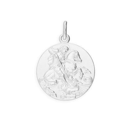 Sterling Silver Large Round St George Medal
