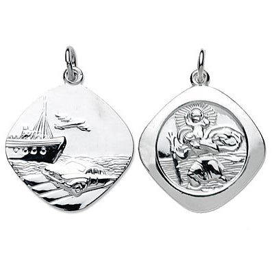 Sterling Silver Large Reversible Square Saint Christopher Pendant