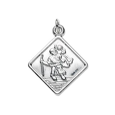 Sterling Silver Small Square Saint Christopher Pendant