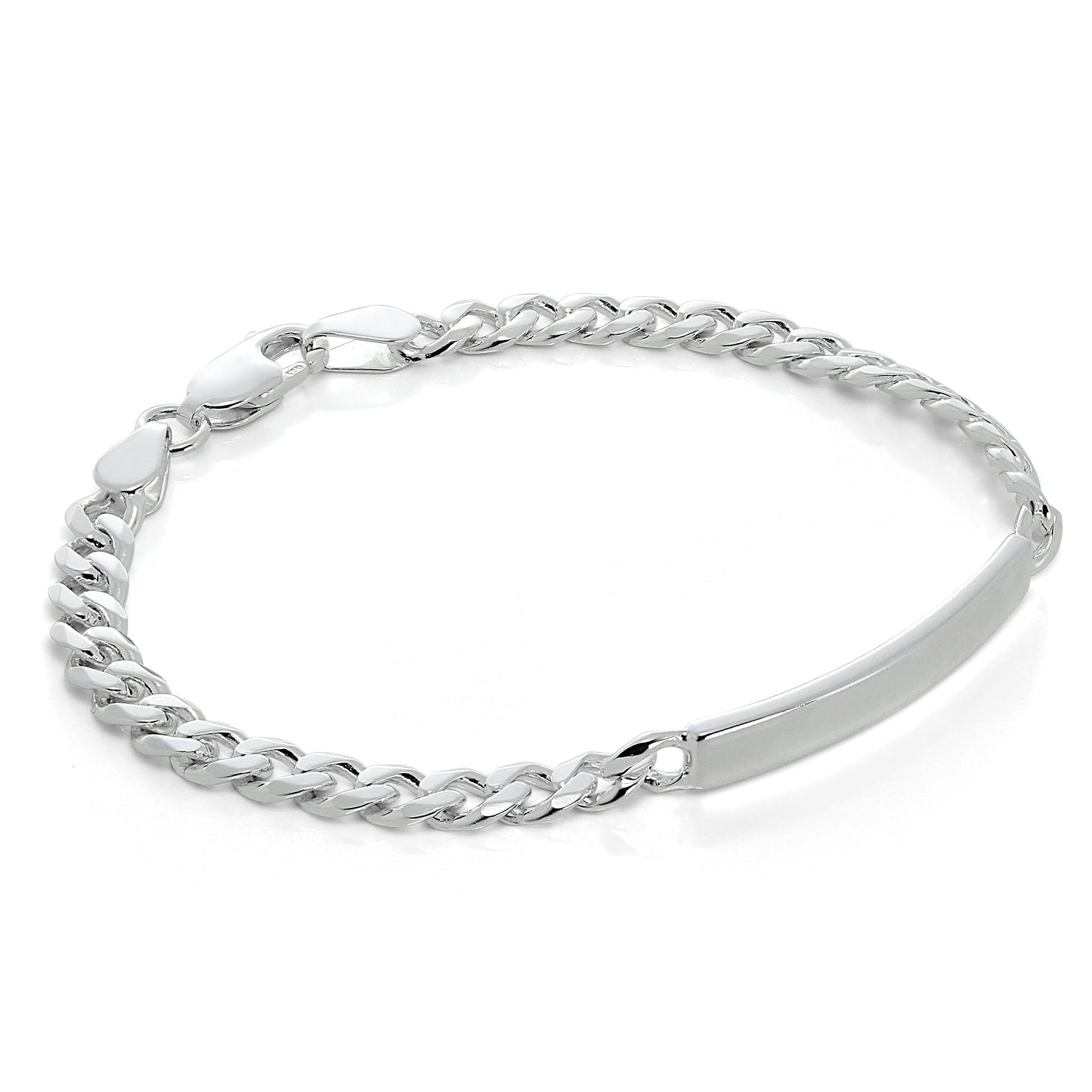 Sterling Silver Curb Chain 7 Inch Engravable ID Bracelet