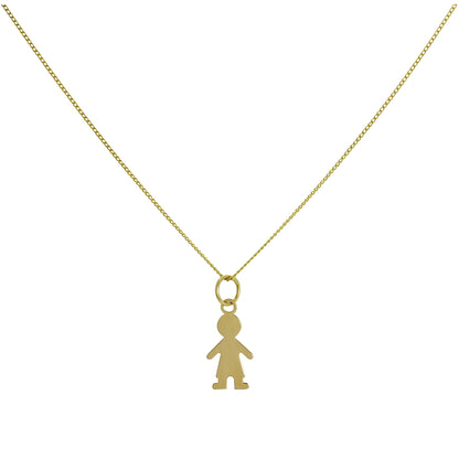 9ct Gold Ragdoll Boy Pendant Necklace 16 - 20 Inches
