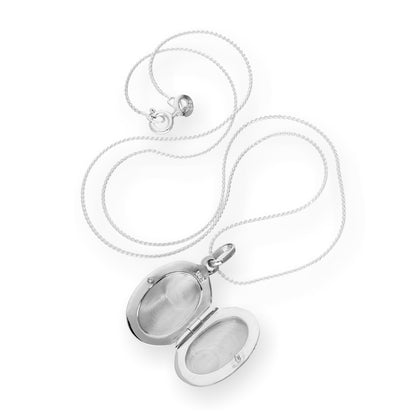 Sterling Silver Oval Engraved Locket on Chain 16 - 22 Inches