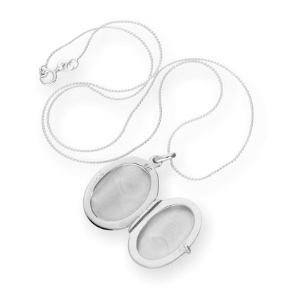 Sterling Silver Engravable Oval Locket on Chain 16 - 22 Inches