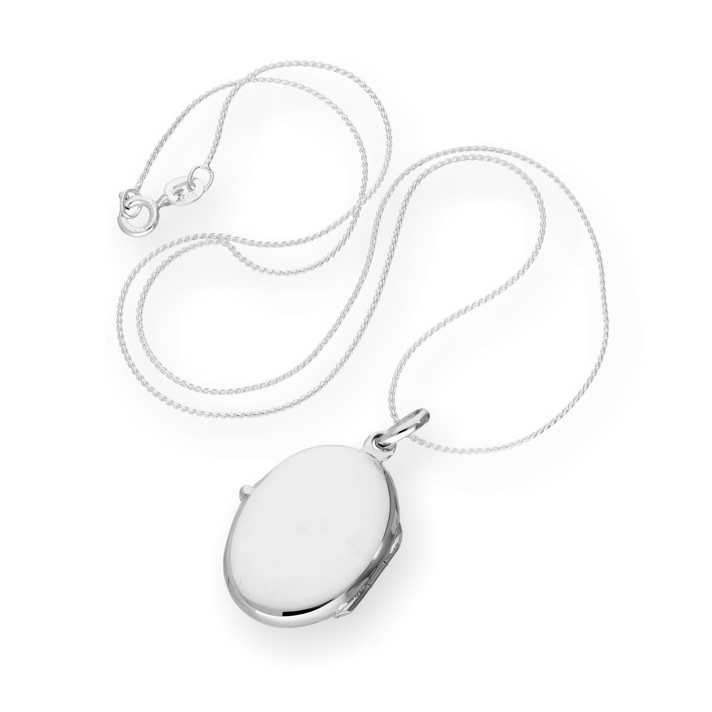Sterling Silver Engravable Oval Locket on Chain 16 - 22 Inches