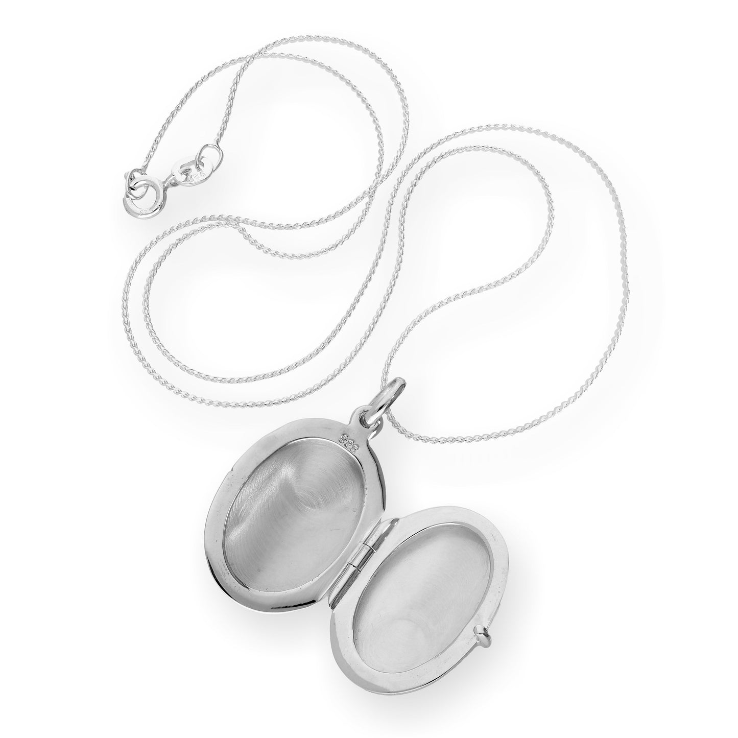 Sterling Silver Engraved Oval Locket on Chain 16 - 22 Inches