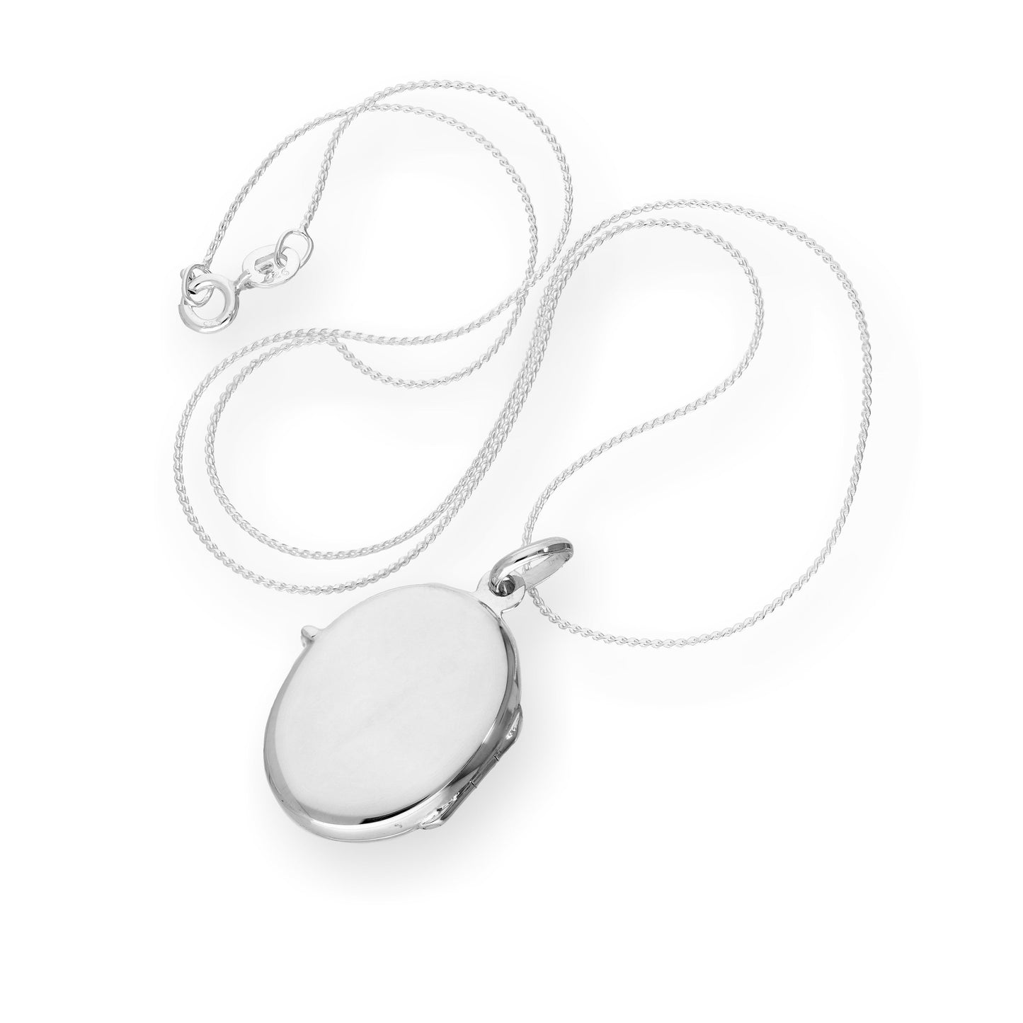Sterling Silver Engravable Oval Locket on Chain 16 - 22 Inches