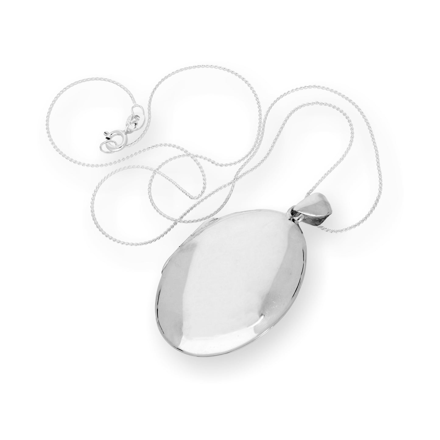 Large Sterling Silver Engravable Oval Locket on Chain 16 - 22 Inches