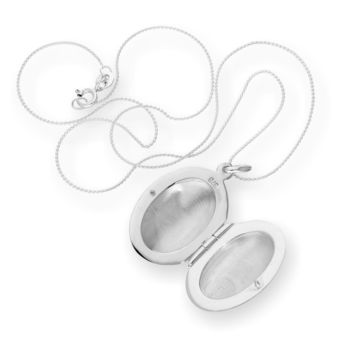 Sterling Silver Engravable Oval Locket on Chain 16 - 22 Inches