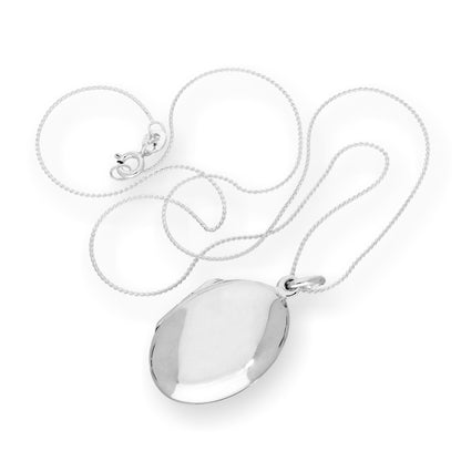 Sterling Silver Engravable Oval Locket on Chain 16 - 22 Inches