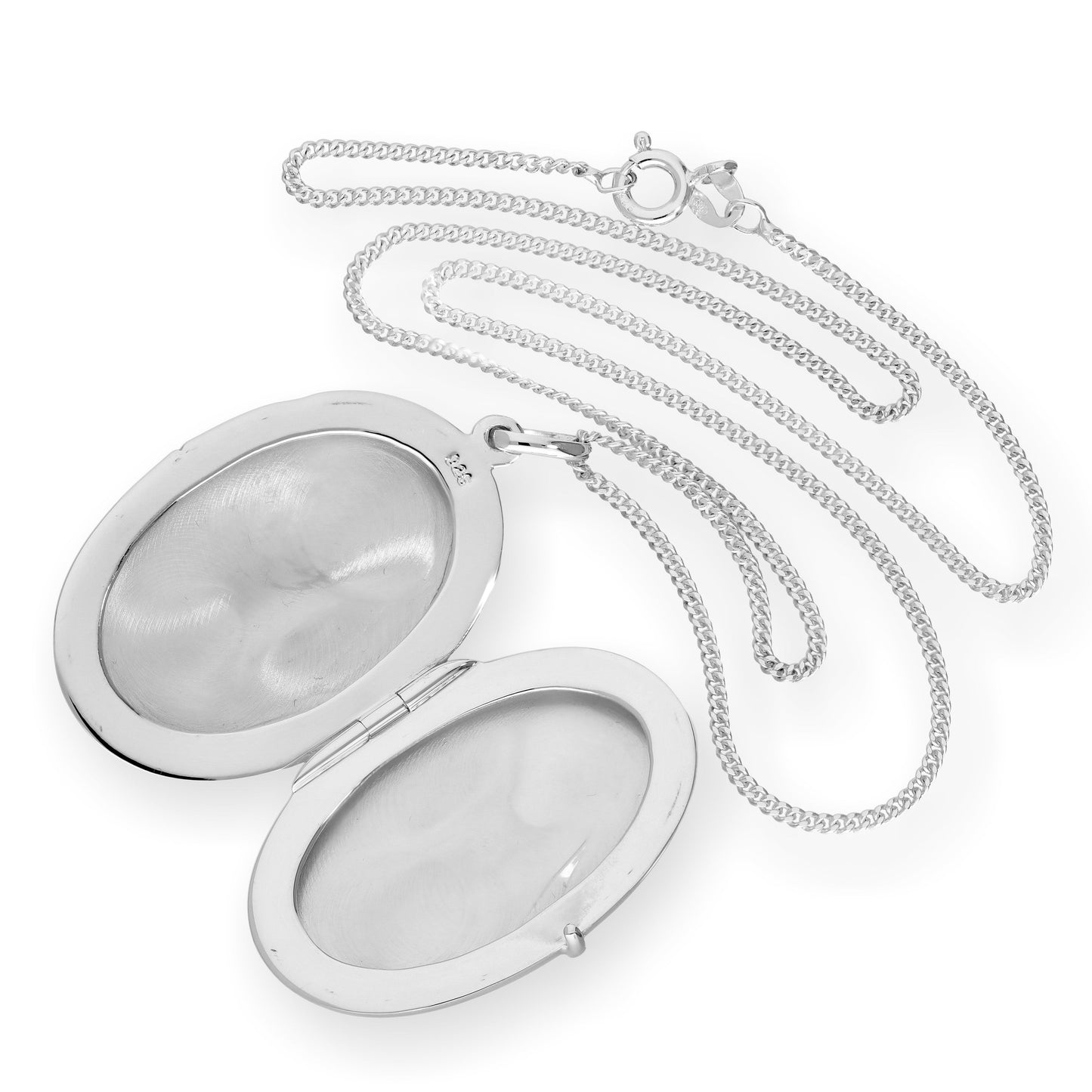 Large Sterling Silver Engravable Oval Locket on Chain 16 - 24 Inches