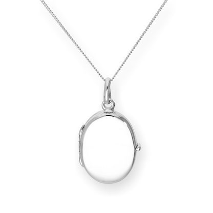 Sterling Silver Engravable Oval Locket on Chain 16 - 22 Inches