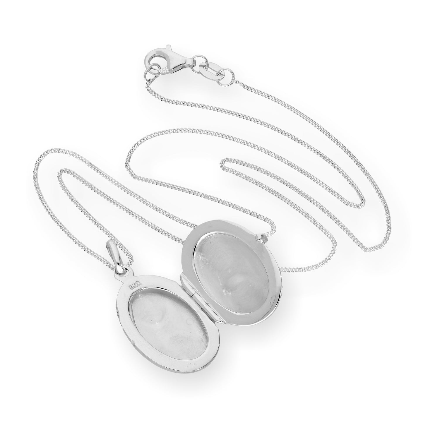 Sterling Silver Engravable Oval Locket on Chain 16 - 22 Inches