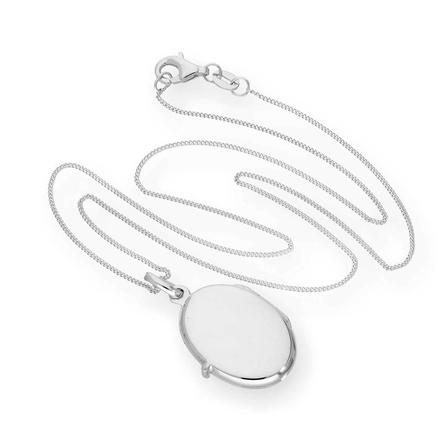 Sterling Silver Engravable Oval Locket on Chain 16 - 22 Inches
