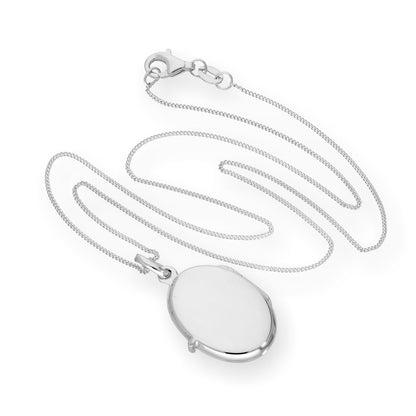 Sterling Silver Engravable Oval Locket on Chain 16 - 22 Inches