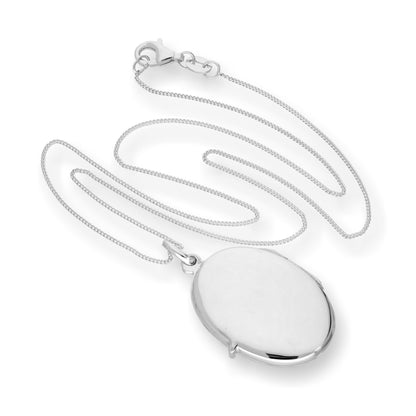 Sterling Silver Oval Engravable Locket 16 - 22 Inches