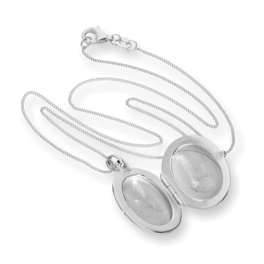 Sterling Silver Engravable Oval Locket 16 - 22 Inches