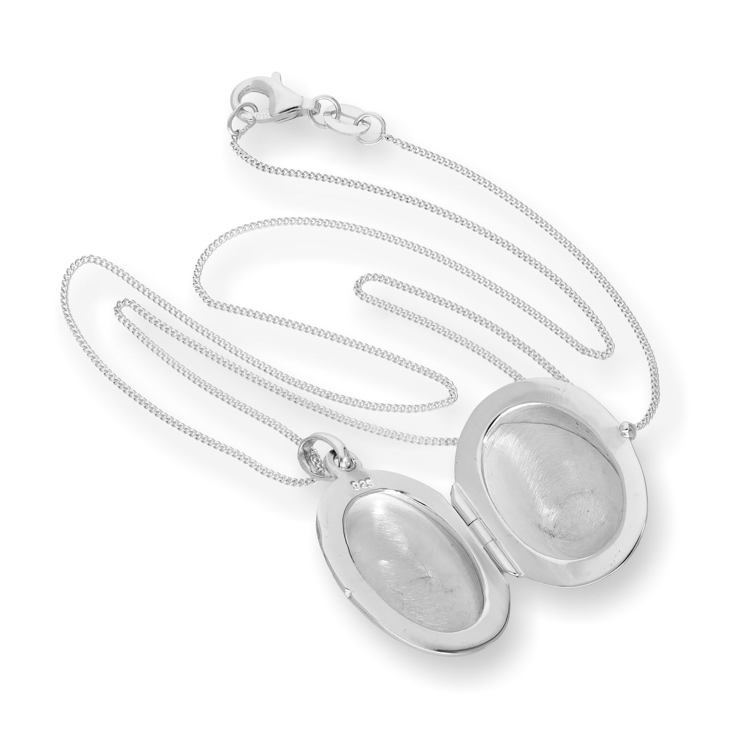 Sterling Silver Oval Locket w Roses & Flowers on Chain 16 - 22 Inches