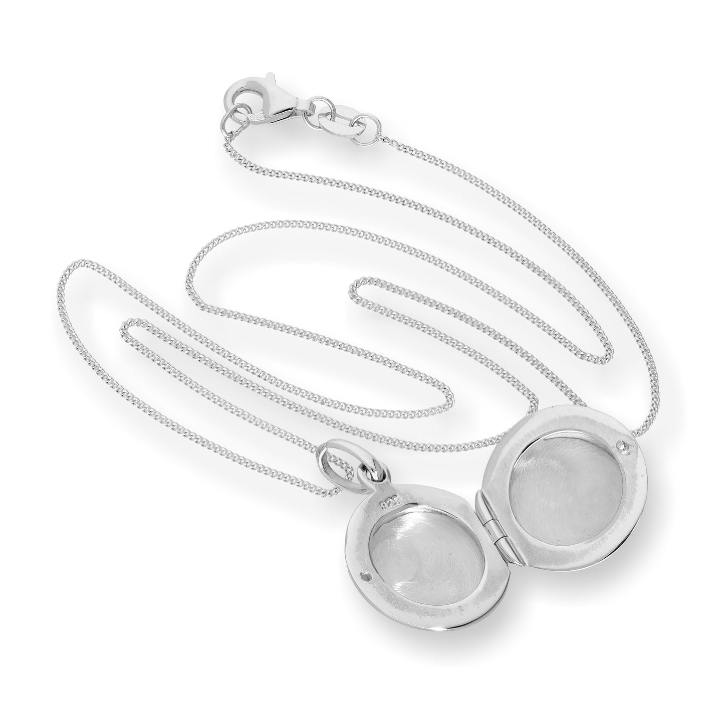 Sterling Silver Engravable Round Locket on Chain 16 - 22 Inches