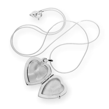Sterling Silver Engravable Heart Locket on Chain 16 - 22 Inches