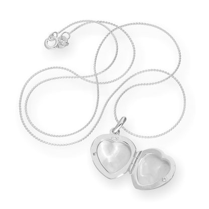 Sterling Silver Engraved Heart Locket on Chain 16 - 22 Inches