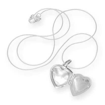 Sterling Silver Engraved Puffed Heart Locket on Chain 16 - 22 Inches