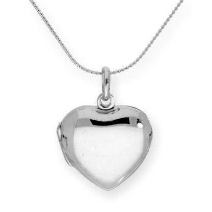 Sterling Silver Heart Engravable Locket on Chain 16 - 22 Inches