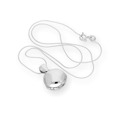 Tiny Sterling Silver 4 Photo Engravable Round Family Locket on Chain 16-22 Inches