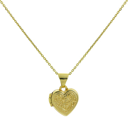 Tiny 9ct Gold Engraved Heart Locket on Chain