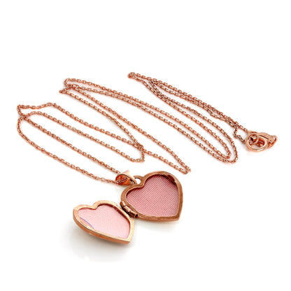 9ct Rose Gold Engraved Heart Locket on Chain