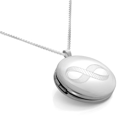 Sterling Silver Infinity Round Locket on Chain